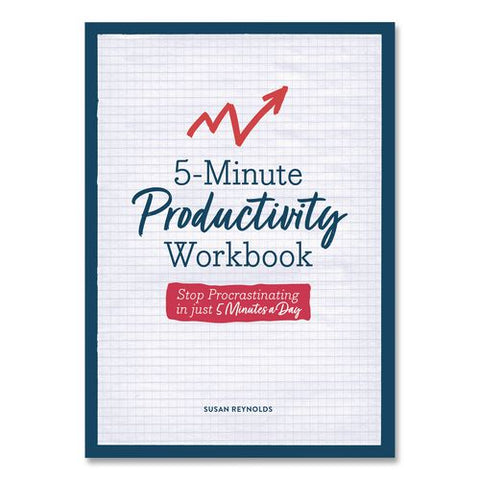 5-minute Productivity Workbook Journal, White/blue/red Cover, (192) 8 X 6 Sheets