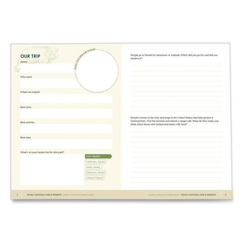 National Parks Sticker And Logbook Guided Journal, Blue/brown Graphic Cover, (208) 8 X 6 Sheets