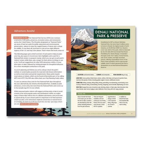 National Parks Sticker And Logbook Guided Journal, Blue/brown Graphic Cover, (208) 8 X 6 Sheets