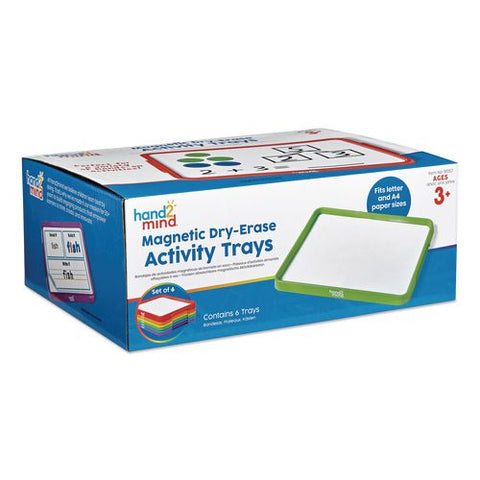 Magnetic Dry-erase Trays, 13" X 9.5", White Surface, Assorted Frame Colors, 6/set