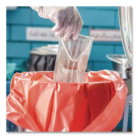 Healthcare Biohazard Printed Can Liners, Biohazard Infectious Waste, 16 Gal, 1.3 Mil, 24" X 32", Red, Flat Pack, 500/carton