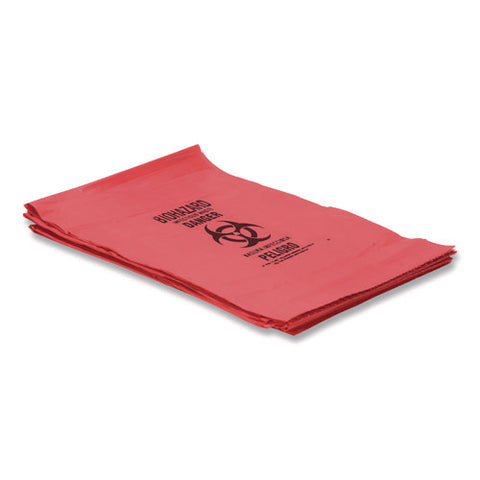 Healthcare Biohazard Printed Low-density Can Liners, Biohazard, 45 Gal, 1.3 Mil, 40 X 46, Red, Flat Pack, 200/carton