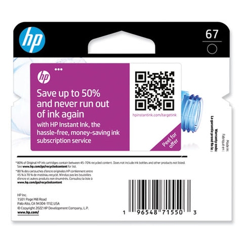 Hp 67, (6c7v7an) Black Original Ink Cartridge