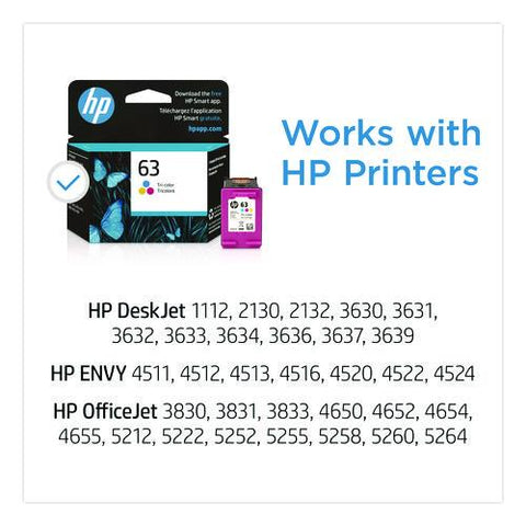 Hp 63, (f6u61an) Tri-color Original Ink Cartridge