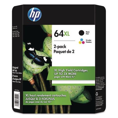 Hp 64xl, (x4d93bn) 2-pack High-yield Black/tri-color Original Ink Cartridges