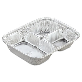 Aluminum Oblong Container With Lid, 3-compartment, 24 Oz, 8.5 X 6.38 X 1.47, Silver, 250/carton