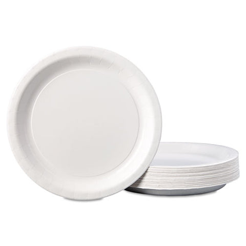 Coated Paper Dinnerware, Plate, 9" Dia, White, 50/pack, 10 Packs/carton