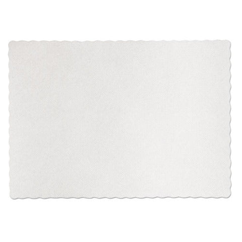 Knurl Embossed Scalloped Edge Placemats, 9.5 X 13.5, White, 1,000/carton