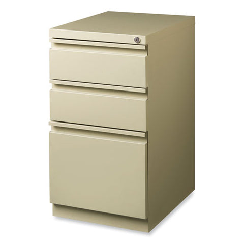 Full-width Pull 20 Deep Mobile Pedestal File, 3-drawer: Box/box/file, Letter, Putty, 15 X 19.88 X 27.75