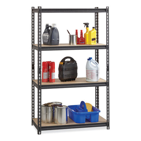 Iron Horse 2300 Rivet Shelving, Four-shelf, 36w X 18d X 60h, Black