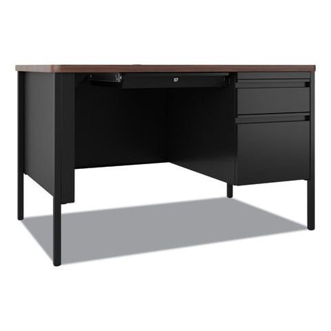 Teachers Pedestal Desks, One Right-hand Pedestal: Box/file Drawers, 48" X 30" X 29.5", Walnut/black