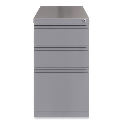 Full-width Pull 20 Deep Mobile Pedestal File, 3-drawer: Box/box/file, Letter, Arctic Silver, 15 X 19.88 X 27.75