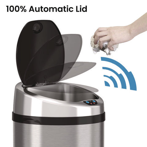 Sensor Trash Can, 8 Gal, Plastic/stainless Steel, Silver