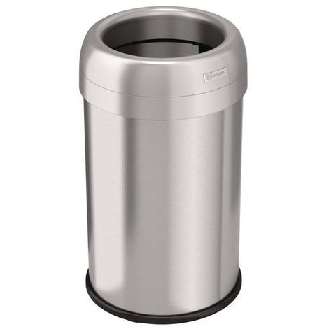 Open Top Trash Can, 13 Gal, Plastic/stainless Steel, Silver