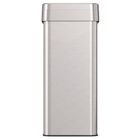 Open Top Trash Can, Rectangular, 16 Gal, Plastic/stainless Steel, Silver