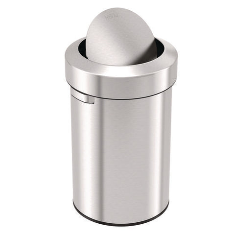 Swing Top Trash Can, 17 Gal, Stainless Steel, Silver