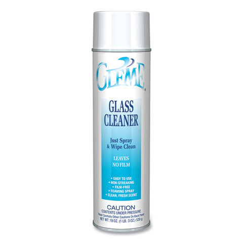 Gleme Glass Cleaner, 19 Oz Aerosol Spray, Dozen
