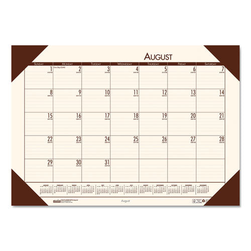 Ecotones Recycled Academic Desk Pad Calendar, 18.5 X 13, Cream Sheets, Brown Corners, 12-month (aug To July): 2024 To 2025