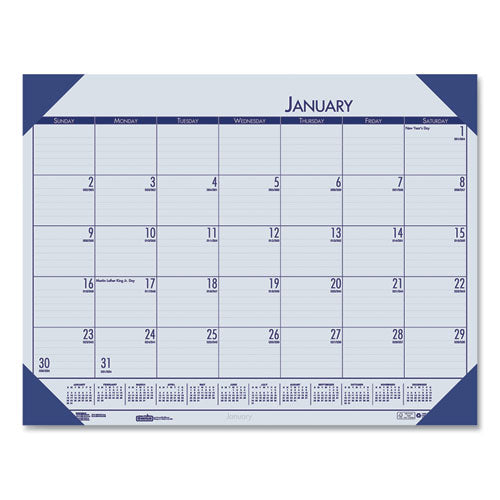 Ecotones Recycled Monthly Desk Pad Calendar, 22 X 17, Ocean Blue Sheets/corners, Black Binding, 12-month (jan-dec): 2025