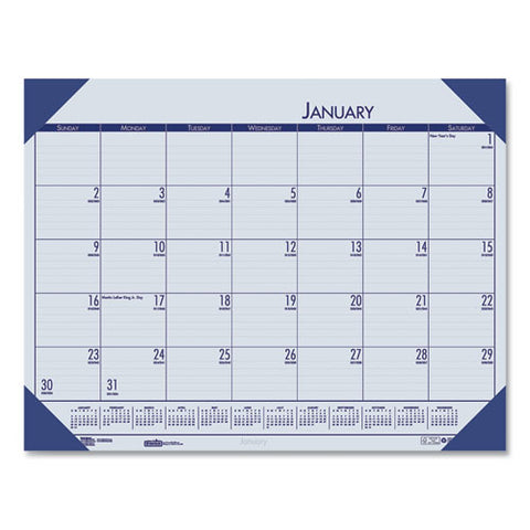 Ecotones Recycled Monthly Desk Pad Calendar, 22 X 17, Ocean Blue Sheets/corners, Black Binding, 12-month (jan-dec): 2025