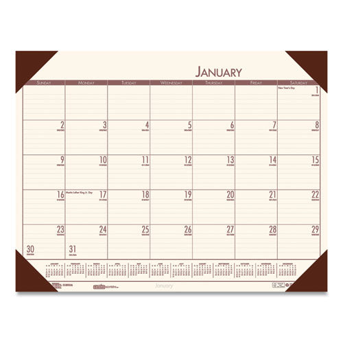 Ecotones Recycled Monthly Desk Pad Calendar, 22 X 17, Moonlight Cream Sheets, Brown Corners, 12-month (jan To Dec): 2025