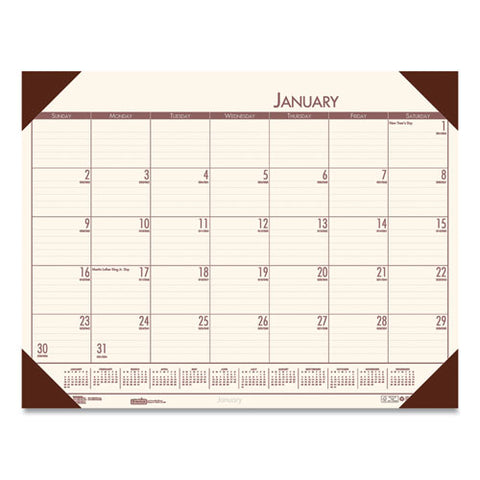 Ecotones Recycled Monthly Desk Pad Calendar, 22 X 17, Moonlight Cream Sheets, Brown Corners, 12-month (jan To Dec): 2025