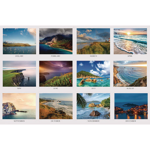 Recycled Earthscapes Desk Pad Calendar, Seascapes Photography, 18.5 X 13, Black Binding/corners,12-month (jan To Dec): 2025