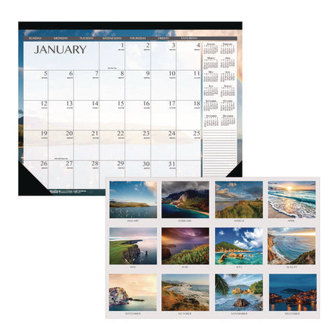 Recycled Earthscapes Desk Pad Calendar, Seascapes Photography, 18.5 X 13, Black Binding/corners,12-month (jan To Dec): 2025