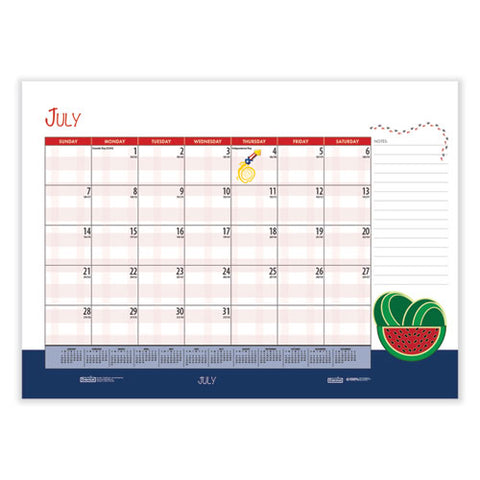 Recycled Desk Pad Calendar, Illustrated Seasons Artwork, 22 X 17, Black Binding/corners,12-month (jan To Dec): 2025