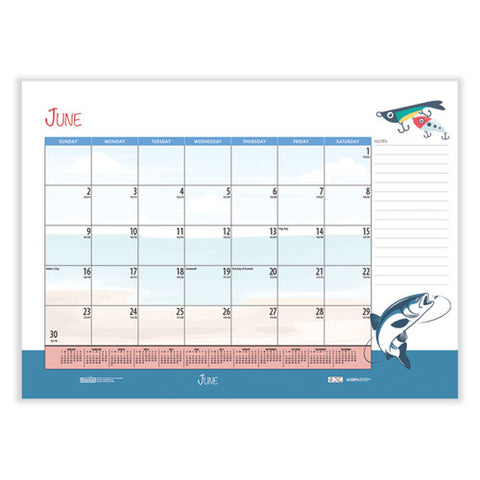 Recycled Desk Pad Calendar, Illustrated Seasons Artwork, 22 X 17, Black Binding/corners,12-month (jan To Dec): 2025