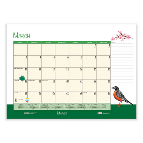 Recycled Desk Pad Calendar, Illustrated Seasons Artwork, 22 X 17, Black Binding/corners,12-month (jan To Dec): 2025