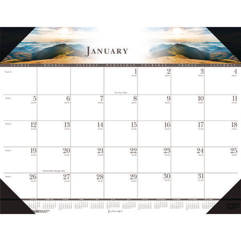 Recycled Full-color Monthly Desk Pad Calendar, Nature Photography, 22 X 17, Black Binding/corners,12-month (jan To Dec): 2025