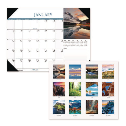 Earthscapes Scenic Desk Pad Calendar, Scenic Photos, 18.5 X 13, White Sheets, Black Binding/corners,12-month (jan-dec): 2025