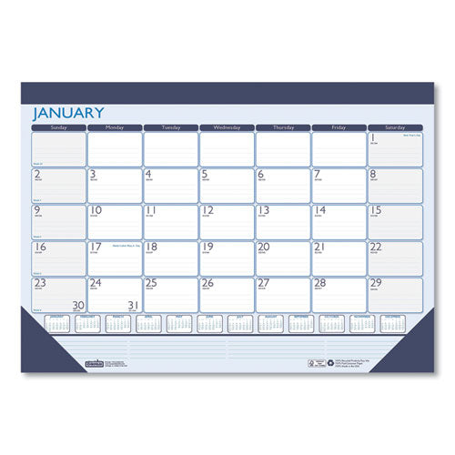 Recycled Contempo Desk Pad Calendar, 18.5 X 13, White/blue Sheets, Blue Binding, Blue Corners, 12-month (jan To Dec): 2025