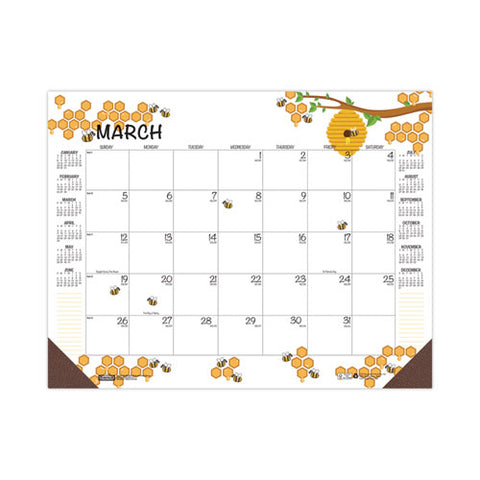 Recycled Honeycomb Desk Pad Calendar, Honeycomb Artwork, 18.5 X 13, White/multicolor Sheets, 12-month (jan To Dec): 2025