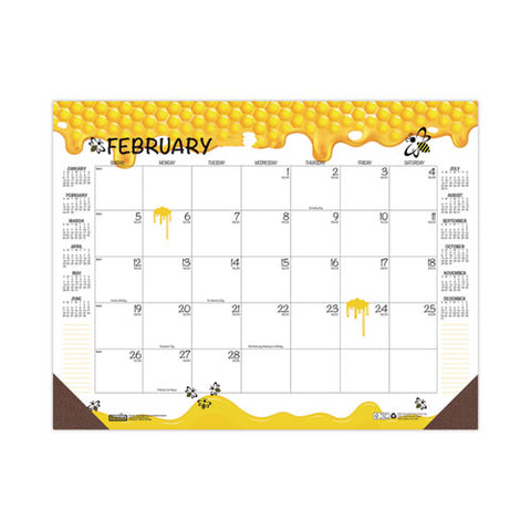 Recycled Honeycomb Desk Pad Calendar, Honeycomb Artwork, 18.5 X 13, White/multicolor Sheets, 12-month (jan To Dec): 2025