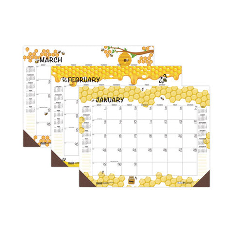 Recycled Honeycomb Desk Pad Calendar, Honeycomb Artwork, 18.5 X 13, White/multicolor Sheets, 12-month (jan To Dec): 2025