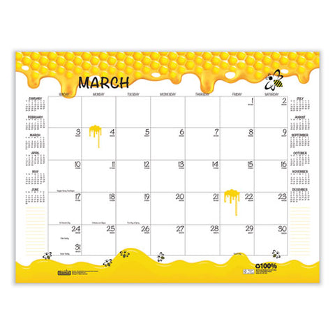 Recycled Honeycomb Desk Pad Calendar, Honeycomb Artwork, 22 X 17, White/multicolor Sheets, 12-month (jan To Dec): 2025