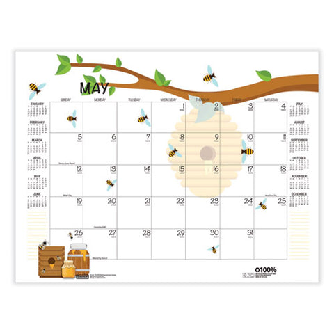 Recycled Honeycomb Desk Pad Calendar, Honeycomb Artwork, 22 X 17, White/multicolor Sheets, 12-month (jan To Dec): 2025