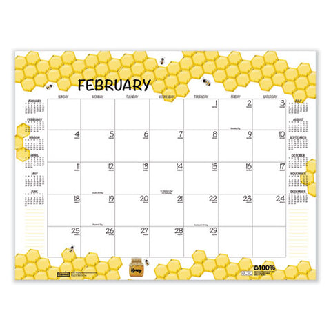 Recycled Honeycomb Desk Pad Calendar, Honeycomb Artwork, 22 X 17, White/multicolor Sheets, 12-month (jan To Dec): 2025