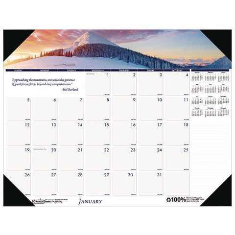 Earthscapes Recycled Monthly Desk Pad Calendar, Mountains Of The World Photos, 22 X 17, Black Corners,12-month(jan-dec): 2025