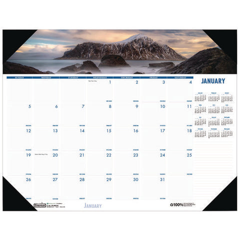 Earthscapes Recycled Monthly Desk Pad Calendar, Coastlines Photos, 18.5 X 13, Black Binding/corners,12-month (jan-dec): 2025