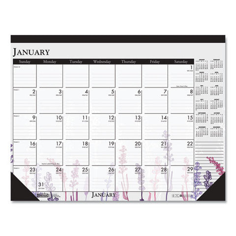 Recycled Desk Pad Calendar, Wild Flowers Artwork, 18.5 X 13, White Sheets, Black Binding/corners,12-month (jan-dec): 2025