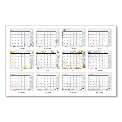 Recycled Desk Pad Calendar, Wild Flowers Artwork, 22 X 17, White Sheets, Black Binding/corners,12-month (jan-dec): 2025