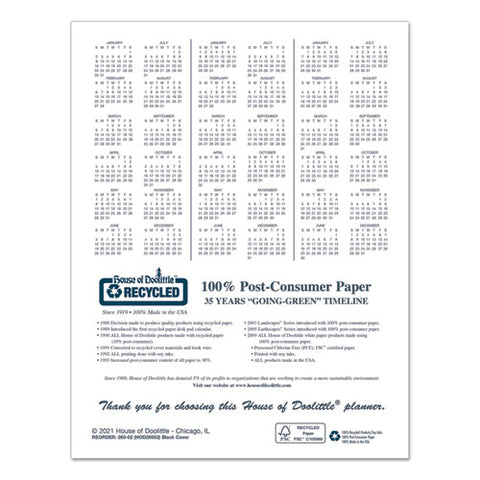 Recycled Ruled 14-month Planner With Leatherette Cover, 11 X 8.5, Black Cover, 14-month: Dec 2024 To Jan 2026