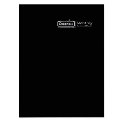 Recycled Ruled 14-month Planner With Leatherette Cover, 10 X 7, Black Cover, 14-month: Dec 2024 To Jan 2026