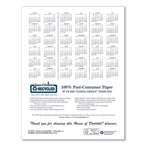 Recycled Ruled 14-month Planner With Leatherette Cover, 10 X 7, Black Cover, 14-month: Dec 2024 To Jan 2026