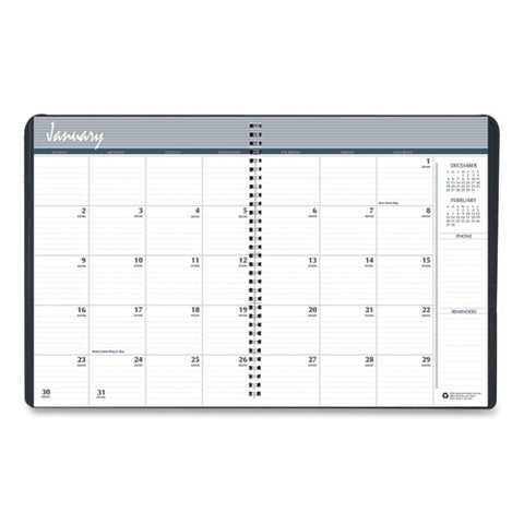 24-month Recycled Ruled Monthly Planner, 11 X 8.5, Black Cover, 24-month: Jan 2025 To Dec 2026