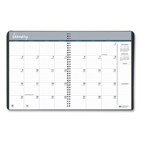 Monthly Hard Cover Two-year Planner, 11 X 8.5, Black Cover, 24-month: Jan 2025 To Dec 2026