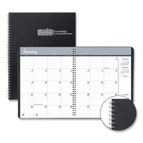 Monthly Hard Cover Two-year Planner, 11 X 8.5, Black Cover, 24-month: Jan 2025 To Dec 2026